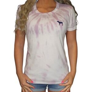 Victorias Secret Pink Shirt Womens Medium Purple White Lilac Tie Dye Graphic